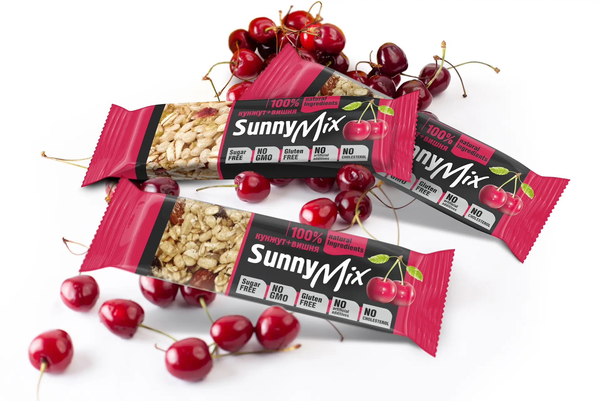 Разработка дизайна упаковки батончиков мюсли SunnyMix для аптечной сети Вита